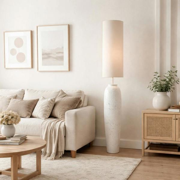 Pagazzi Lighting Lucinda White Concrete Floor Lamp