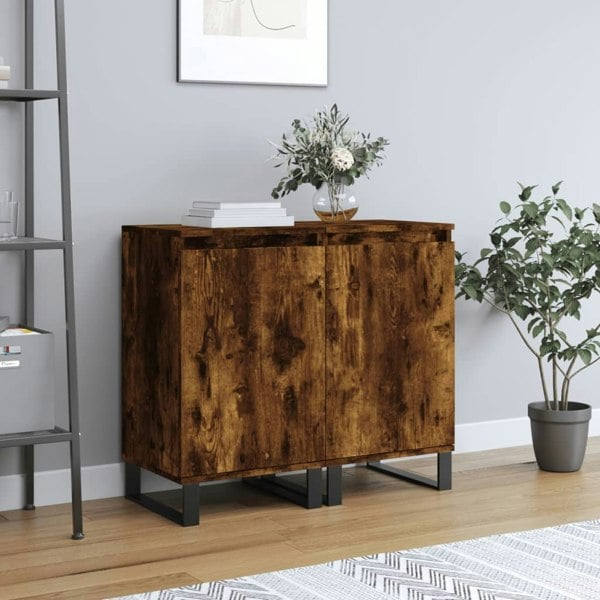 Berkfield Sideboards 2 pcs Smoked Oak 40x35x70 cm Engineered Wood