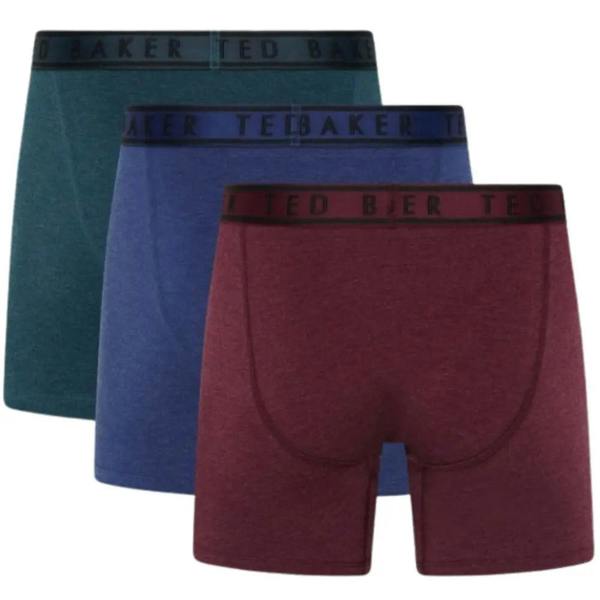 Ted Baker 3-Pack Coloured Boxer Briefs, Blue/Pool/Burgundy
