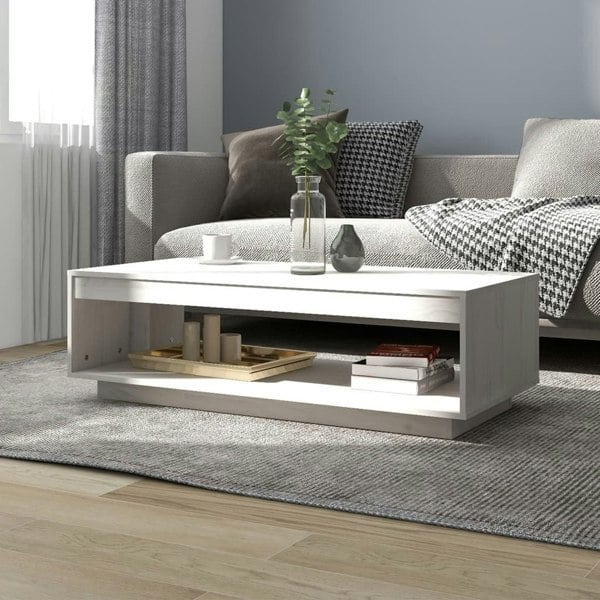 Berkfield Coffee Table White 110x50x33.5 cm Solid Pinewood