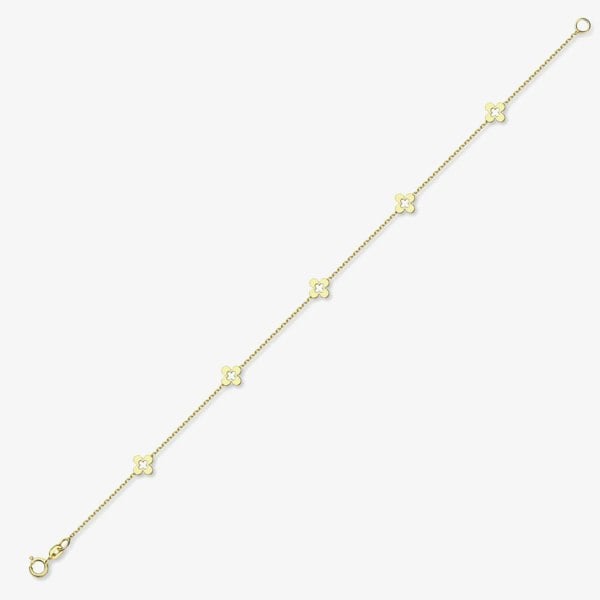 T. H. Baker 9ct Yellow Gold Open Flower Chain Bracelet CN115-07