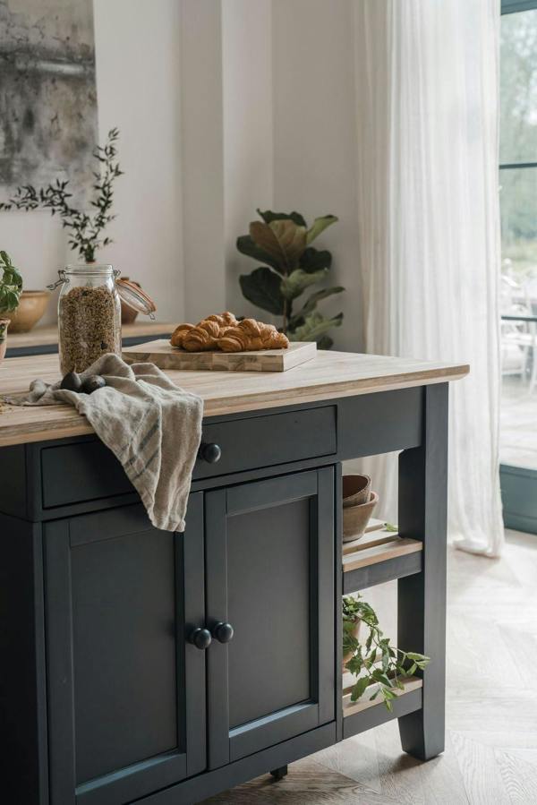 Statement Furniture Florence Kitchen Island with Cupboard and Shelves
