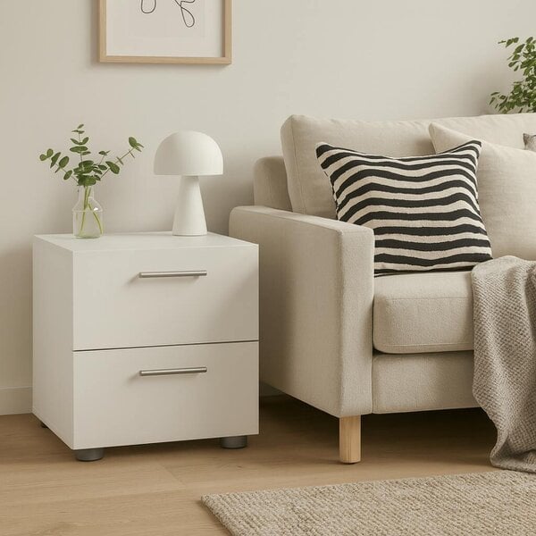 Wyld Haus Daejeon White Wooden Bedside 2 Drawers