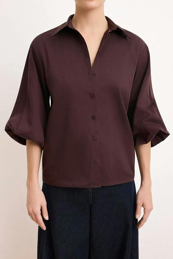 WOVCOR Collared Long Sleeve Relaxed Fit Shirt