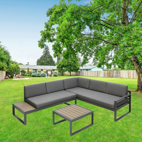 Outdoor Living Positano 5 seat outdoor aluminium sofa set with coffee table