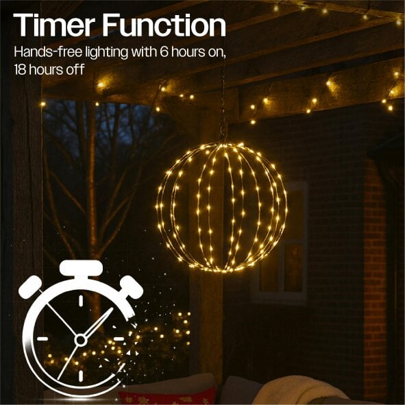 Scotts of Stow Xmas Haus Pre Lit LED Sphere with Micro LEDs 5m Lead Timer Power Supply