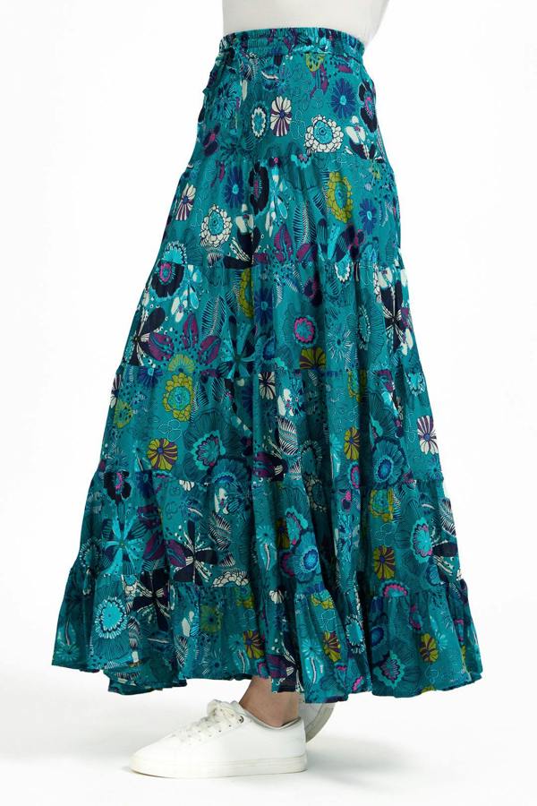 Mudflower Flower Printed Tiered Maxi Skirt
