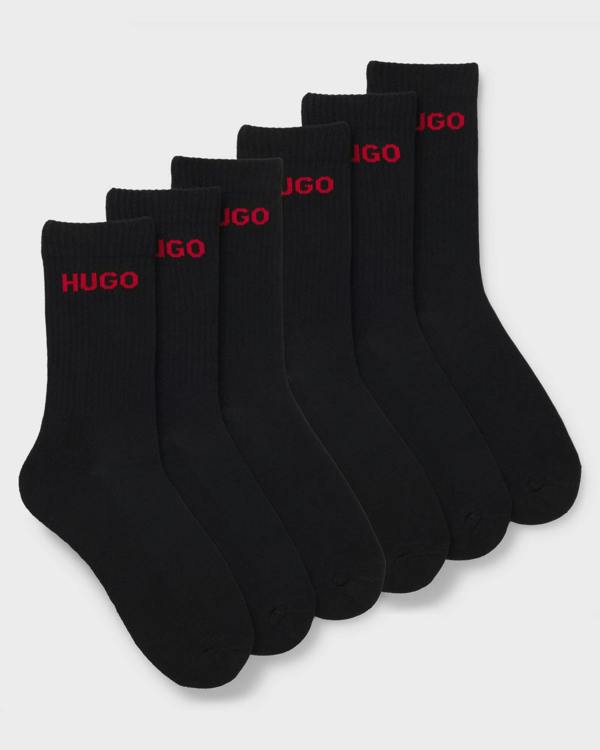 HUGO 6 Pack QS Rib Logo Mens Combed Cotton Socks - Open Miscellaneous 967, main