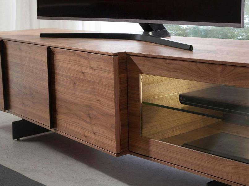 Angel Cerdá Walnut and Black Steel TV Cabinet With Interior Lighting 3219