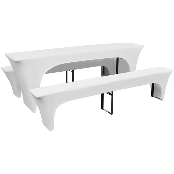Berkfield 3 Slipcovers for Beer Table and Benches Stretch White 220 x 70 x 80 cm
