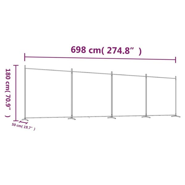 Berkfield 4-Panel Room Divider Brown 698x180 cm Fabric