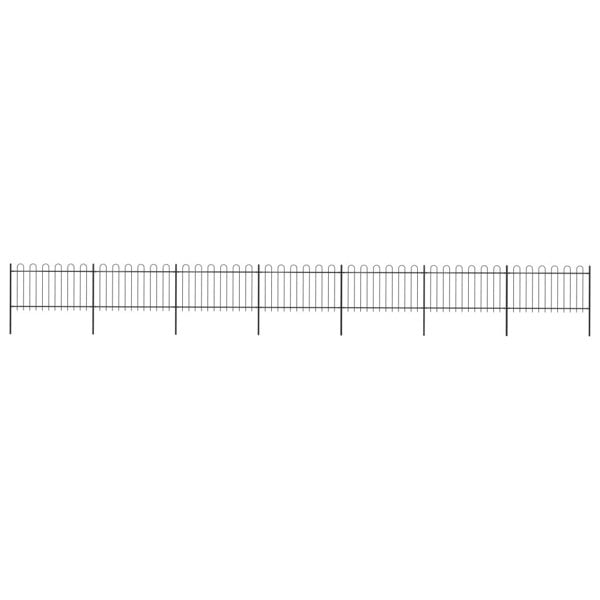 Berkfield Garden Fence with Hoop Top Steel 11.9x1 m Black