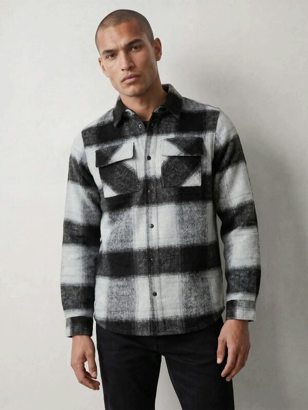 Luke 1977 Ettrick Soft Overshirt - Charcoal Grey Check