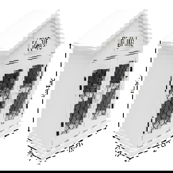 White Wooden Egg House Storage Box Measurements 26.5cm Length by 15cm Width by 21cm Height