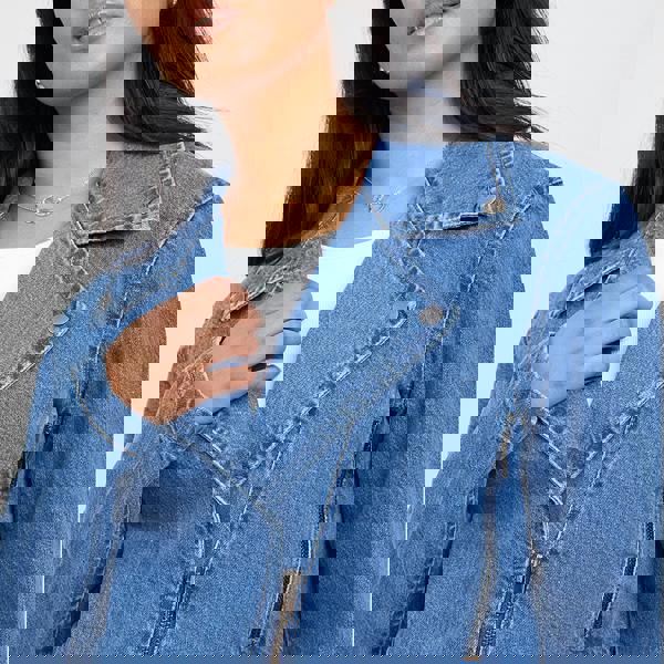 Brave Soul Mid Blue Denim Biker Jacket - Mid Blue Image 4