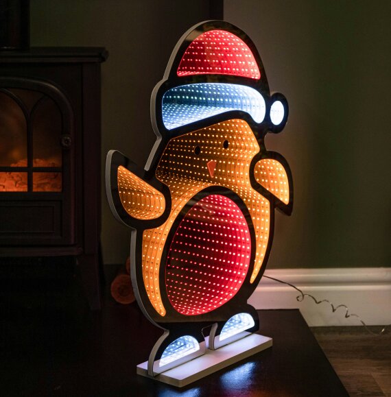 Samuel Alexander 60cm Light up Robin in Santa Hat Christmas Infinity Decoration with LEDs