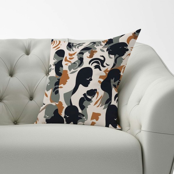 Warren Reed Abstract Grey Brown Silhouette Cushions