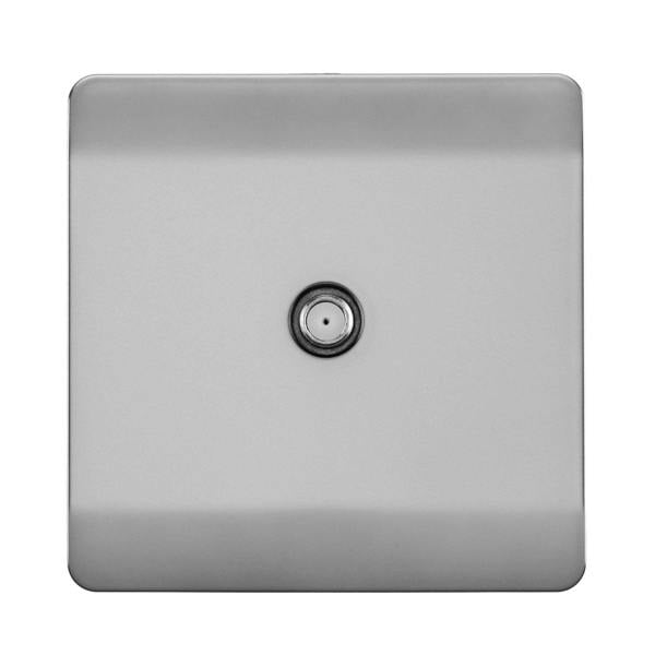Trendi Switch 1 Gang Male F-Type Satellite Television Socket in Brushed Steel
