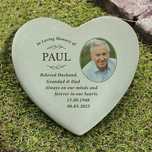 Personalised Memento Company Personalised In Loving Memory Photo Upload Memorial Resin Heart