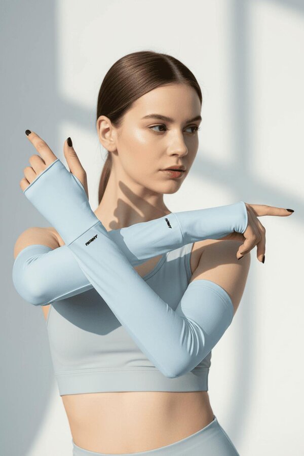 Anniou Women's UV Cooling Arm Sleeves - Light Blue