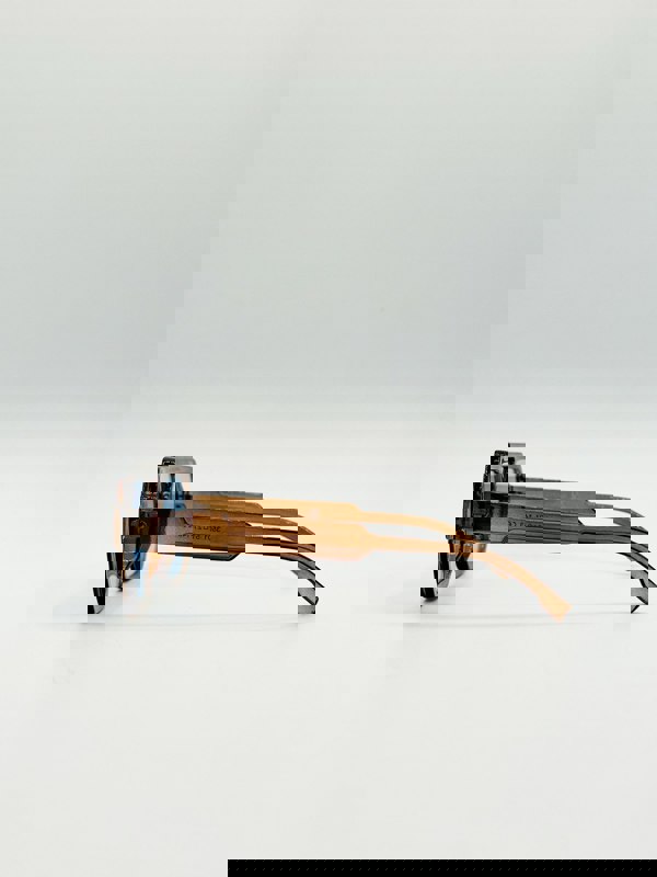 SVNX Angular Navigator style sunglasses in Brown with blue Lenses