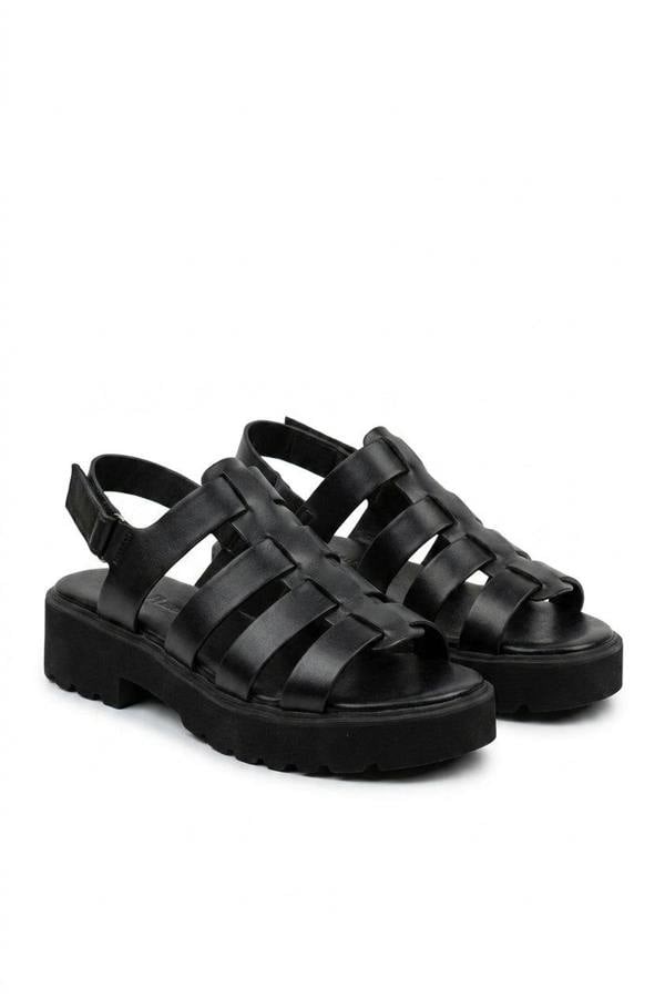 Rosa Cage Platform Sandals - Black_wb