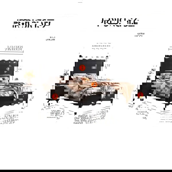 Agatha Queen Size / King Size / Super King Size Storage Bed, Black-Rit Concept-Rit Concept