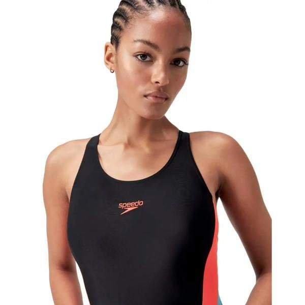 Black Speedo Colourblock 2.0 Muscleback swimsuit with creora highclo for pool sessions