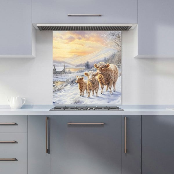 Warren Reed - Designer Family Of Highland Cows Kitchen Splashback