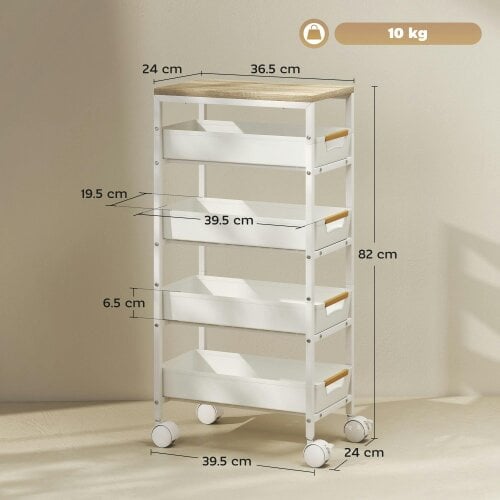 Wyld Haus Lubani Metal White 5 Tier Storage Trolley On Wheels