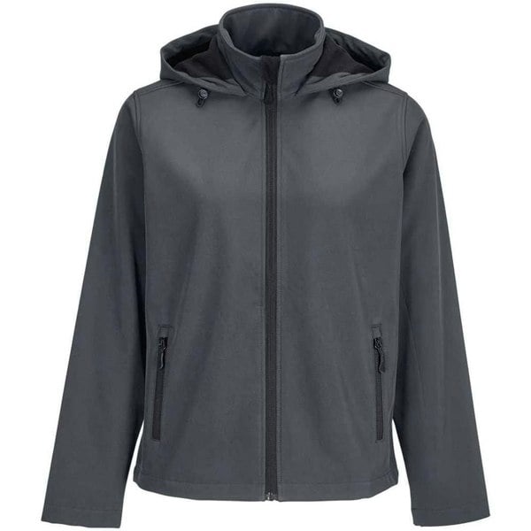SOLS Womens Race Hooded Soft Shell Jacket - Charcoal