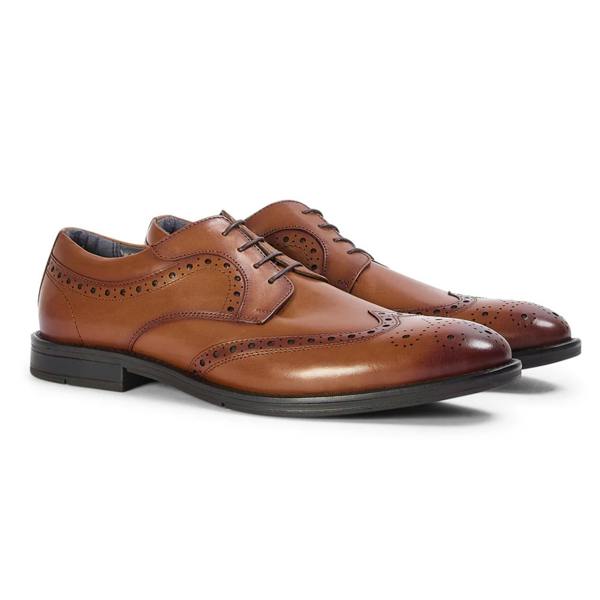 Paul Andrew Cambridge - Men's Tan Brown Wingtip Brogue Derby Shoes