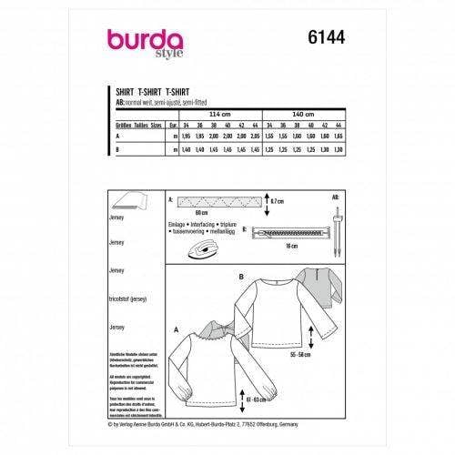 Burda Sewing Pattern 6144 Tops For Women, 34 to 44 - Easy