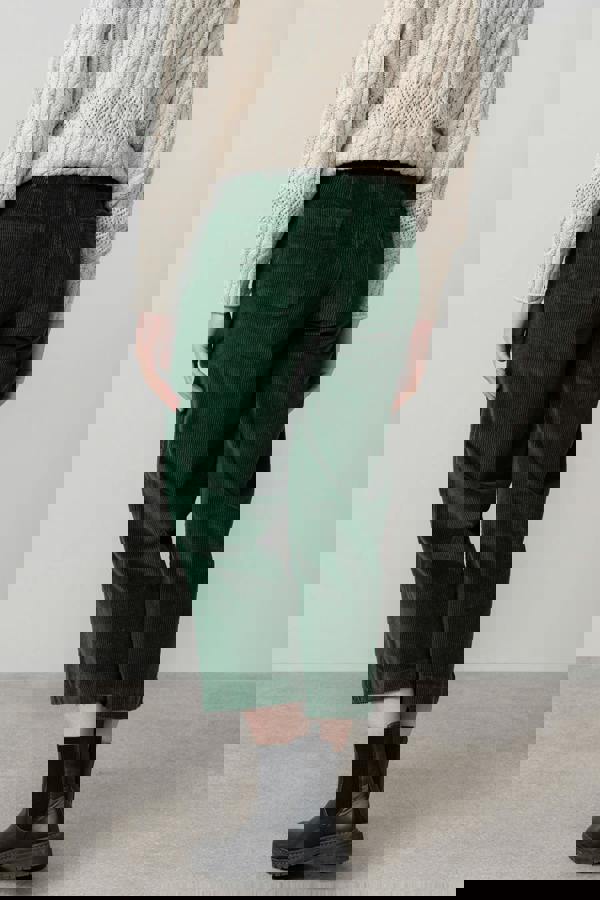 Lily & Me Isla Stretch Jumbo Cord Cropped Trousers Pine Green
