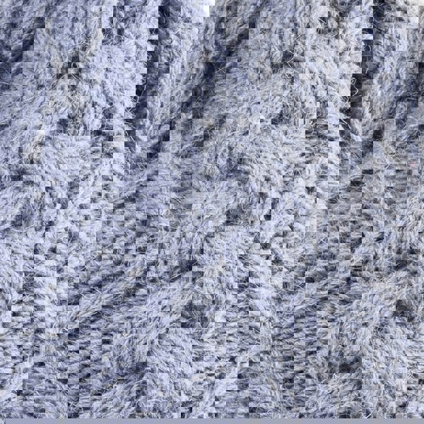 Aran Diamond Cable Button Hat Fisherman Stitch Pom Pom Hat | Chunky Rib Knit with Faux Fur Pom Pom