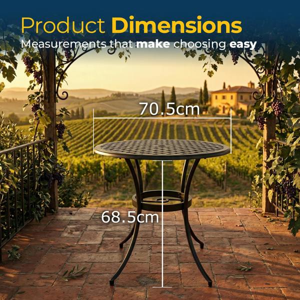 Homeology PREGO Garden and Patio Black Cast Aluminium Bistro Table