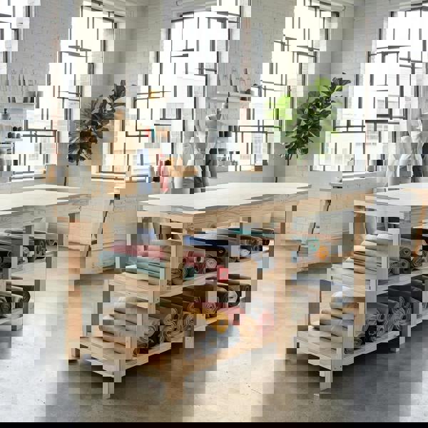 Arbor Garden Solutions Wooden Workbench Eucalyptus Hardwood Top Depth-3ft with Double Shelf