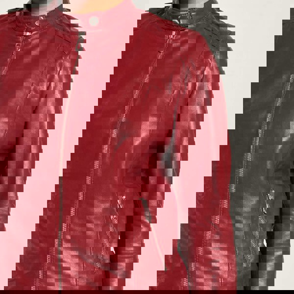 Barneys Originals Women's Red Leather Racer Jacket