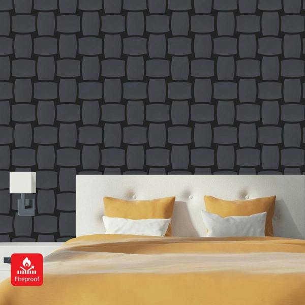 Britwall Modern 3D Checkerboard Acoustic Panel - Black & Grey - PET + MDF Size: 610 x 610 x 17 mm (Pack of 4)