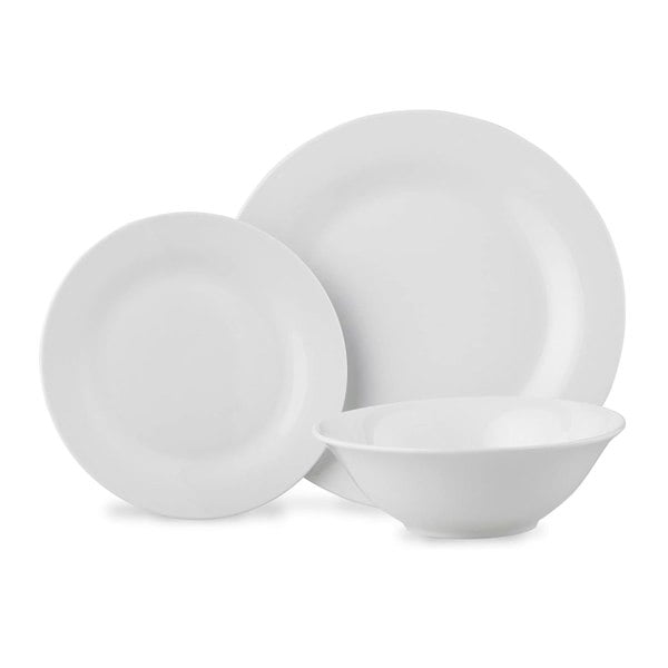 18 Piece Dinner Set Plate Bowl White Porcelain