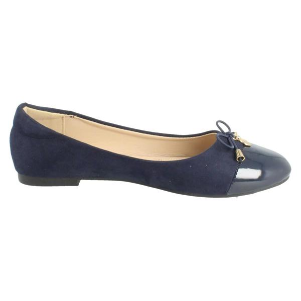 Spot On Ladies Spot On Bow Detailed Flat Ballerina Casual Shoes F80598