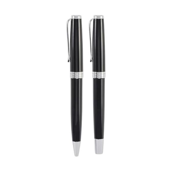 MidOcean Lyon Pen Set (Pack of 2) - Black/Silver - 