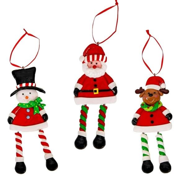 Ceramic Christmas Tree Hanging Decorations in Multicolour, Available in Set of 3 or 12 Santa, Snowman and Reindeer Designs image 9