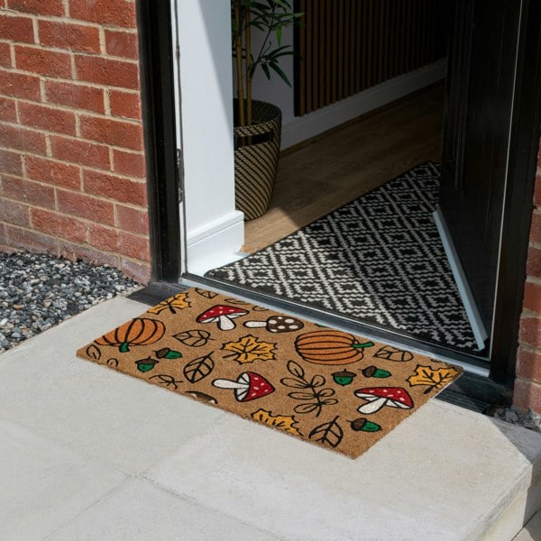 JVL Latex Backed Coir Entrance Doormat 45x75cm - Autumn