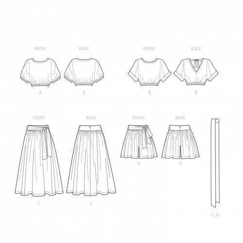 Simplicity Sewing Pattern 9550, Tops, Skirts, Shorts for Women, D5 (4-6-8-10-12) - Easy
