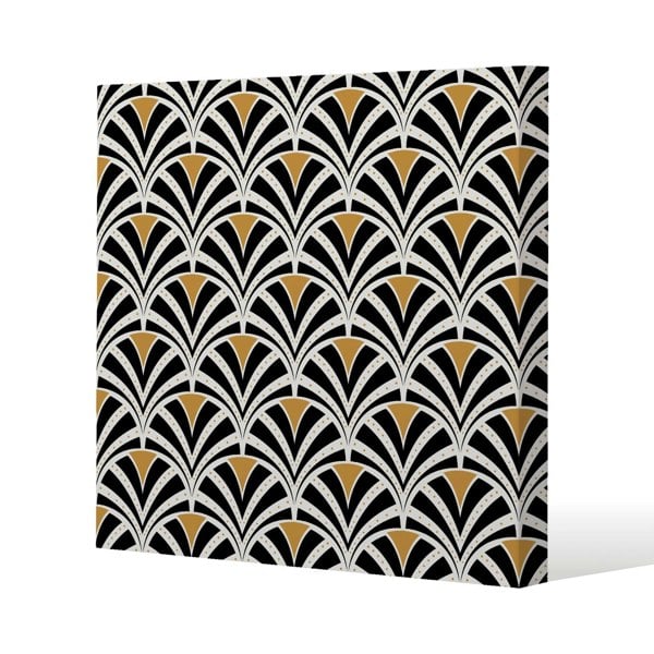 Benjamin Tate Design Black & Gold Shells Geometric (Canvas Print)
