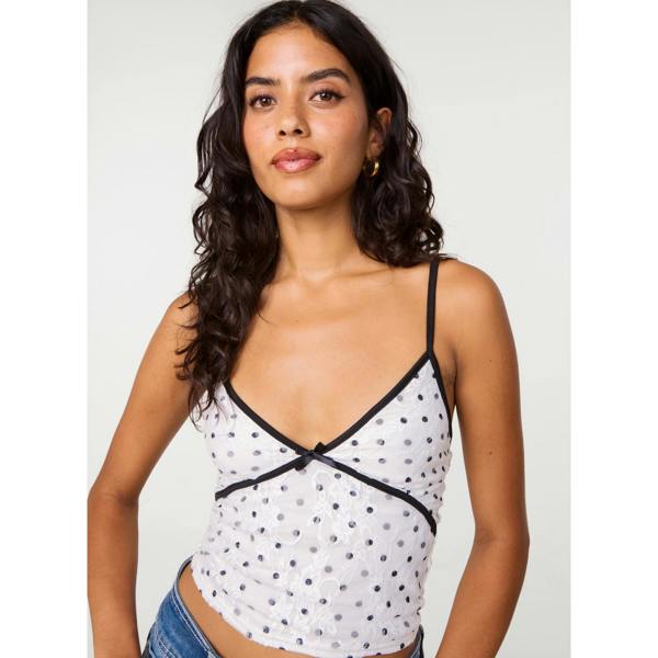 Pink Vanilla Polka Dot Lace Cami Top