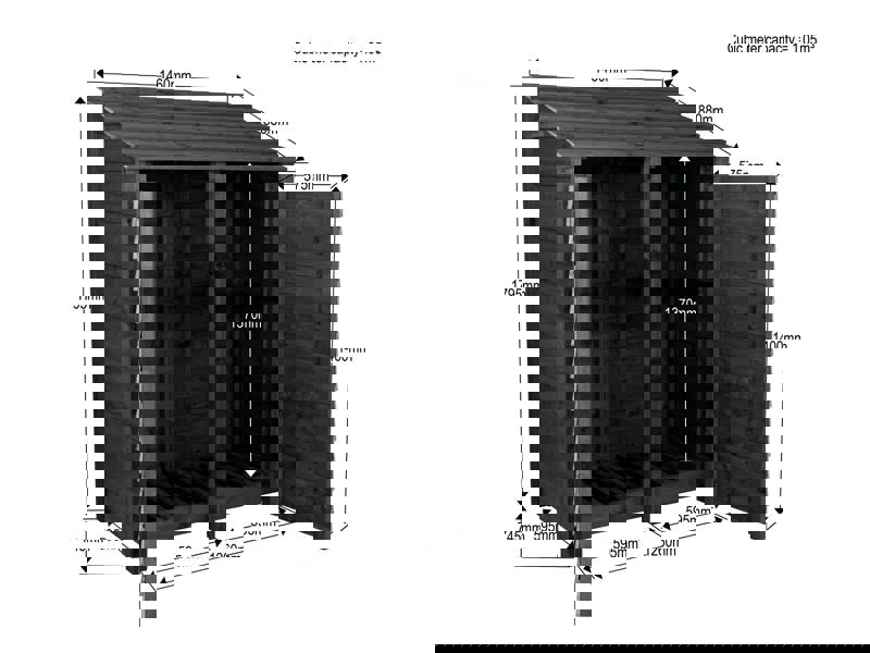 Arbor Garden Solutions Slatted Wooden Log Store with Door W-146cm, H-126cm or 180cm, D-88cm