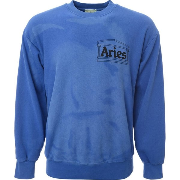Aries Sunbleached Cross Grain Temple Sweat In Blue