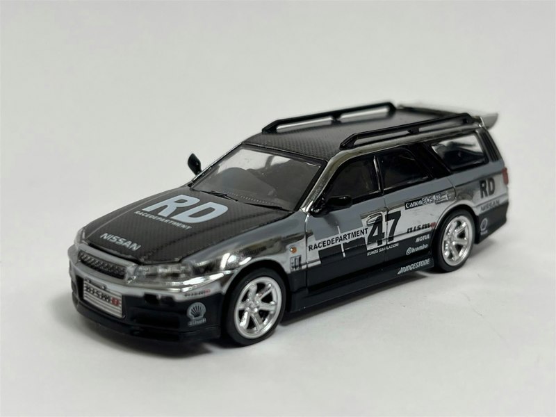 Pop Race Nissan Stagea Chrome Silver 1:64 Scale Pop Race PR640056